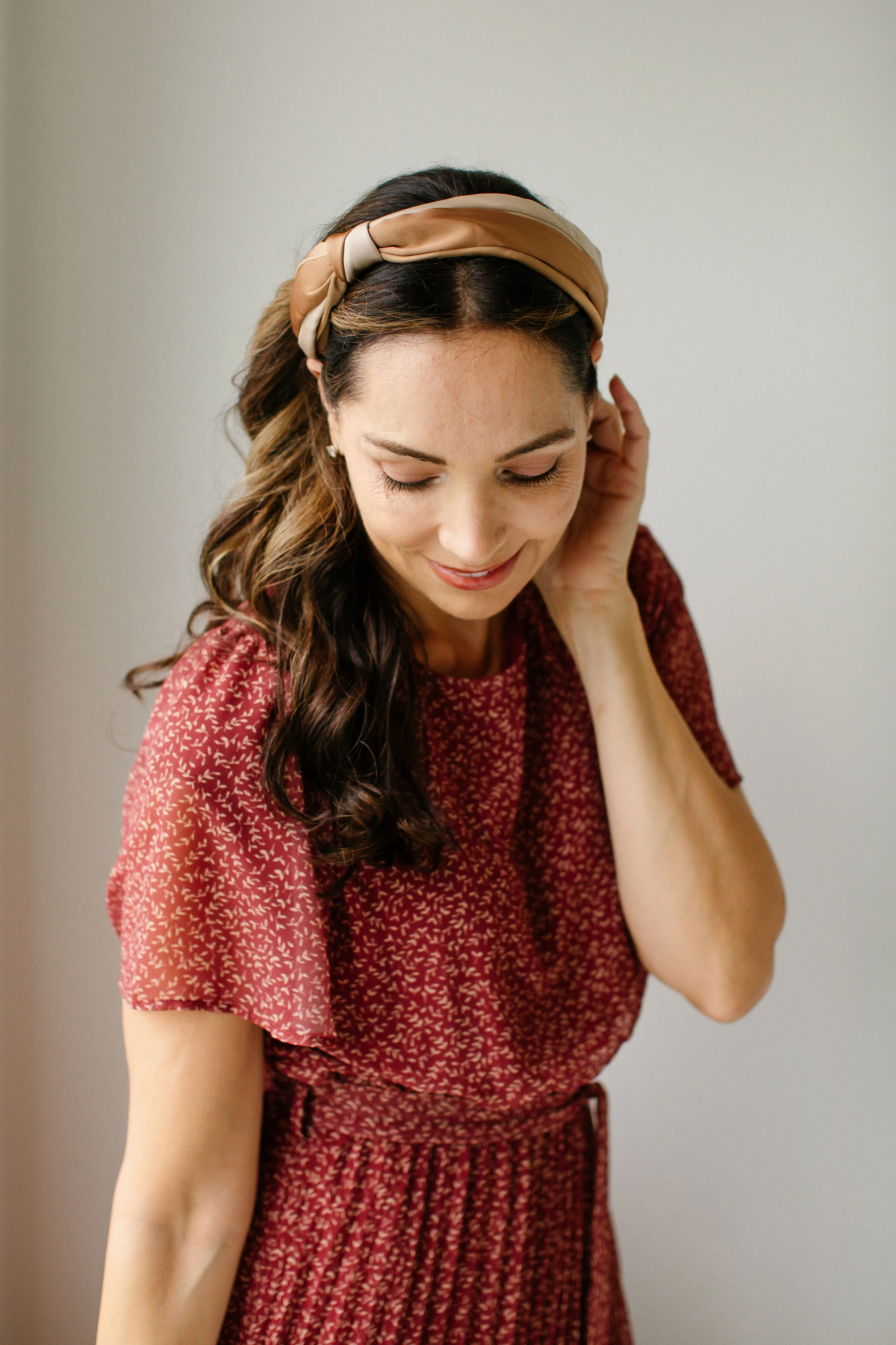 Satin Two Tone Headband in Almond