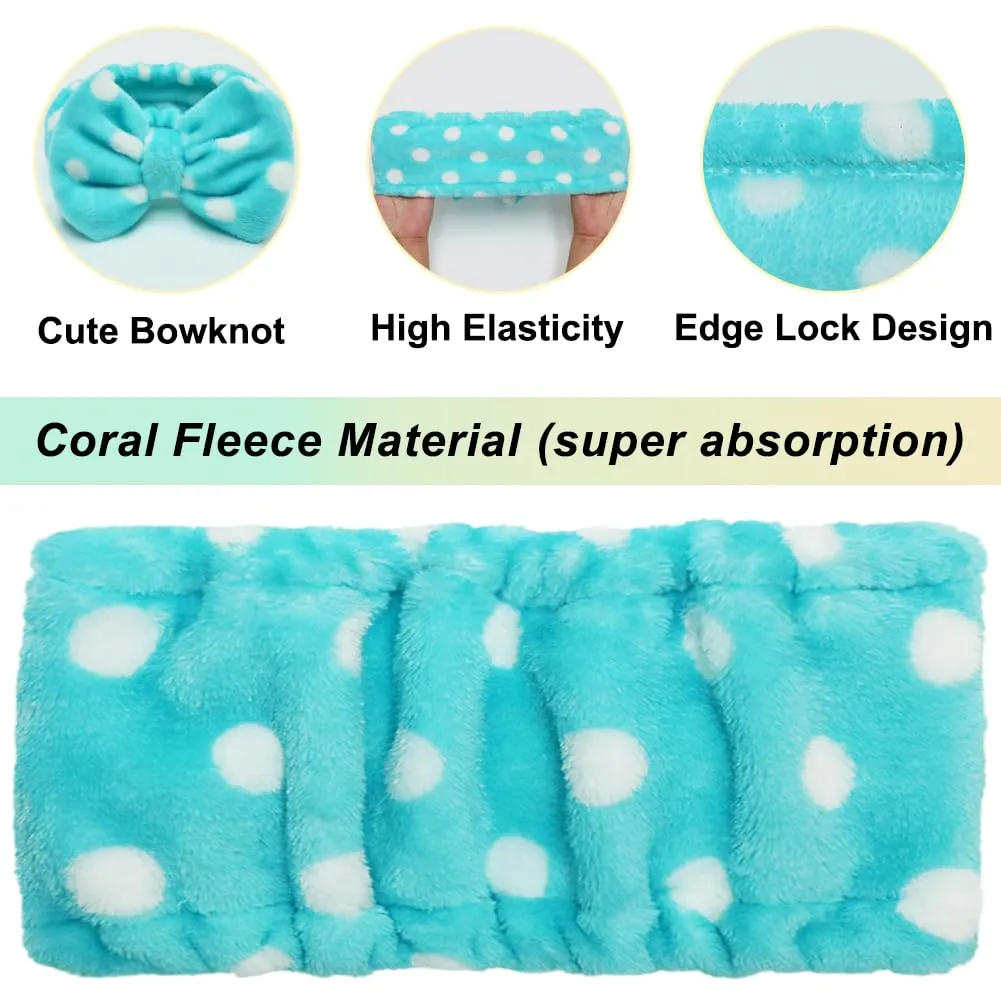 Shintop Sweet Super Soft Caroset Polka Dots Wash Cosmetic Headband Hairlace (Dark Blue Polka Dots)