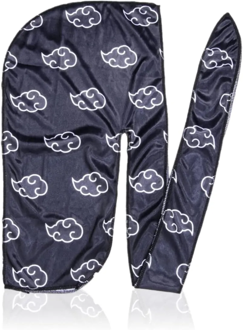 Silky Deluxe Anime Durag with Long Wide Tails - Satin Smooth Du Rag Fabric for Comfort Compression