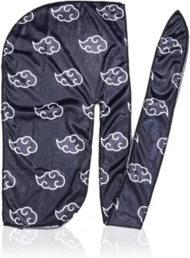 Silky Deluxe Anime Durag with Long Wide Tails - Satin Smooth Du Rag Fabric for Comfort Compression