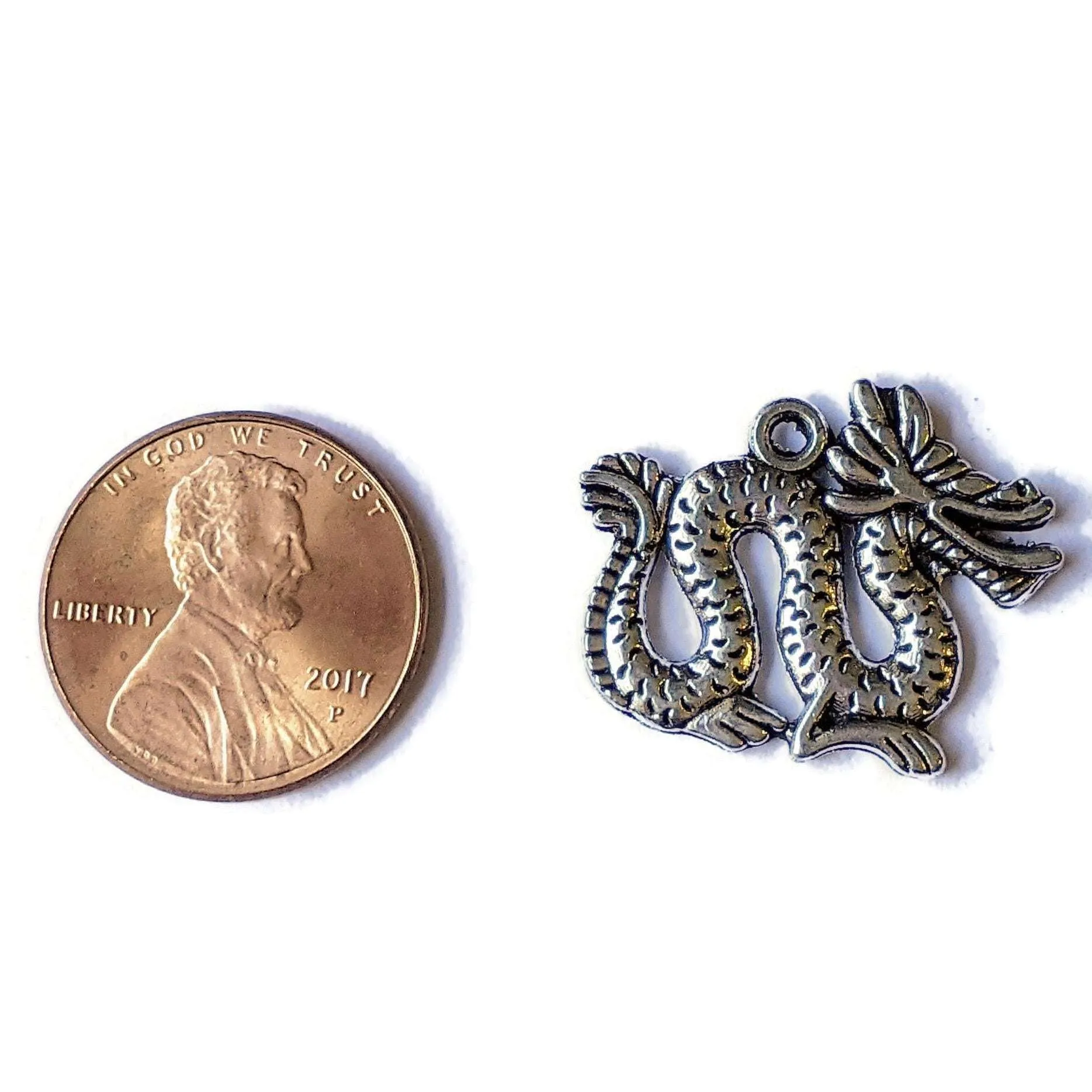 Silver Chinese Dragon Charm