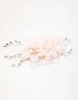 Silver Flower Crystal Leaf Hair Comb