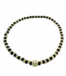 Small Gold Enameled Octogon Beaded Bracelet