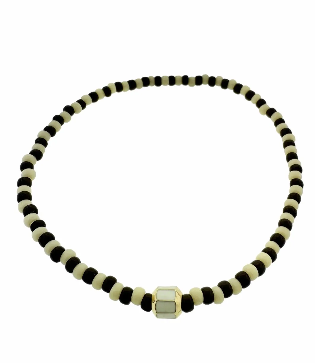 Small Gold Enameled Octogon Beaded Bracelet