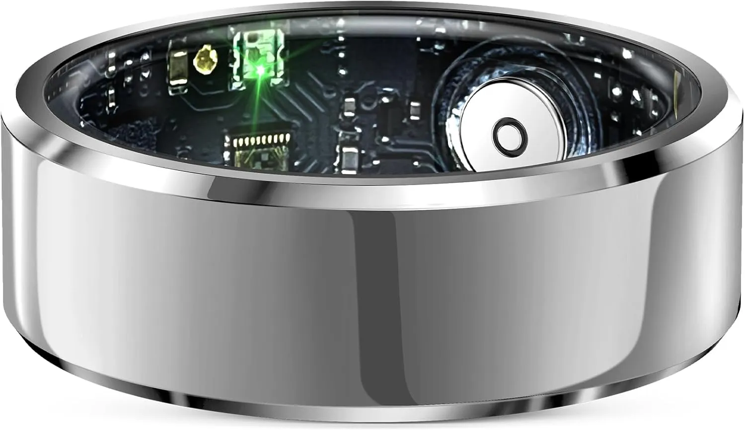Smart Ring with Air Gesture Control, Health Tracker, 7-Day Battery, IPX8 Waterproof, Heart Rate & Sleep Monitor - Stylish Fitness Ring for Men & Women, Compatible with iOS/Android, Size 9, Silver