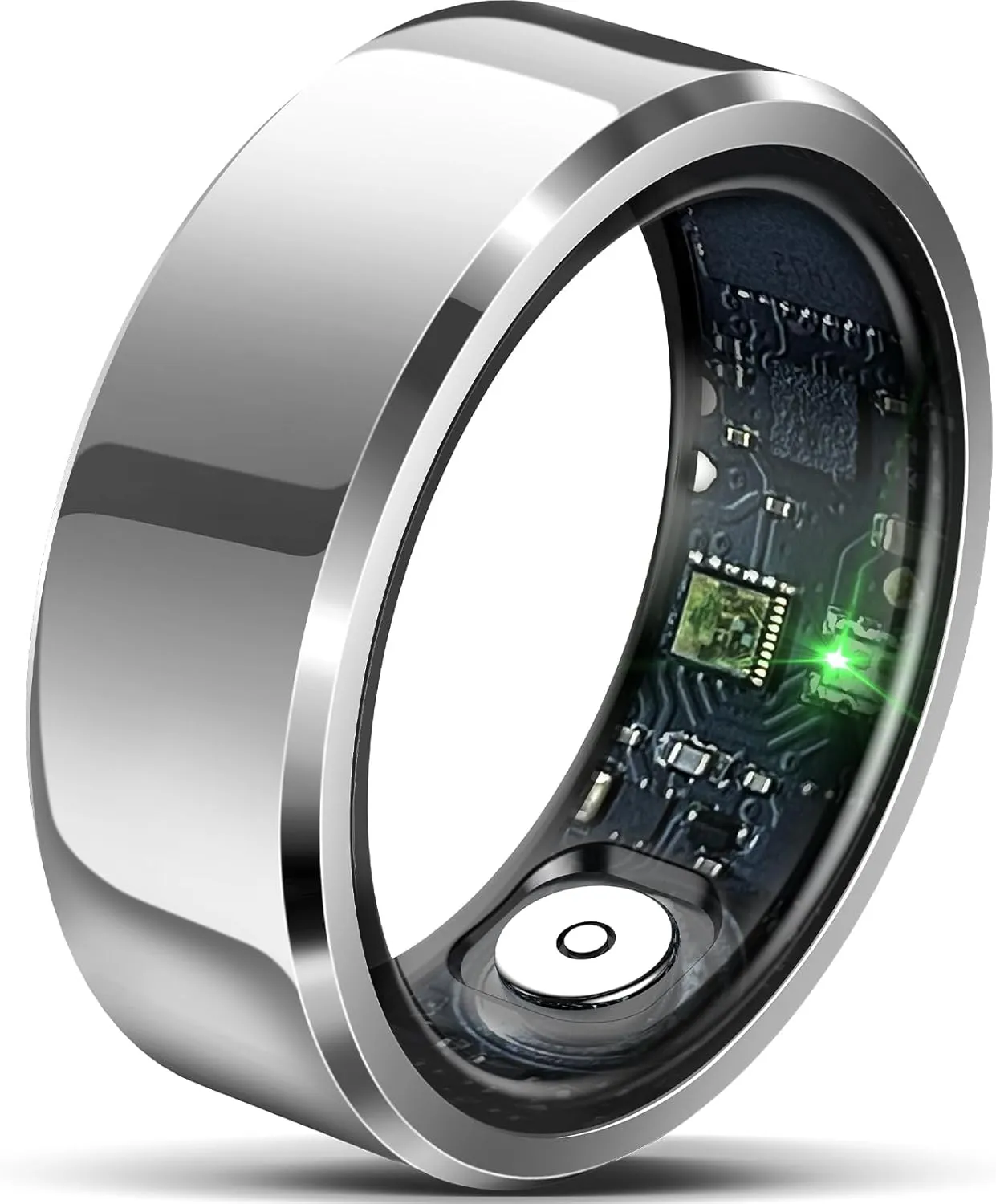 Smart Ring with Air Gesture Control, Health Tracker, 7-Day Battery, IPX8 Waterproof, Heart Rate & Sleep Monitor - Stylish Fitness Ring for Men & Women, Compatible with iOS/Android, Size 9, Silver
