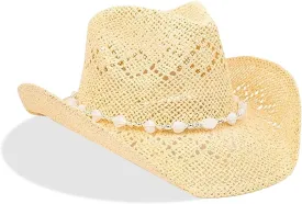 Straw Cowboy Hats for Women, Western Cowgirl Hat, Beach Hat Sun Hat with Shapeable Brim Shapeable Cowboy Hat