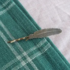 Tiny Brass Feather Hairpin