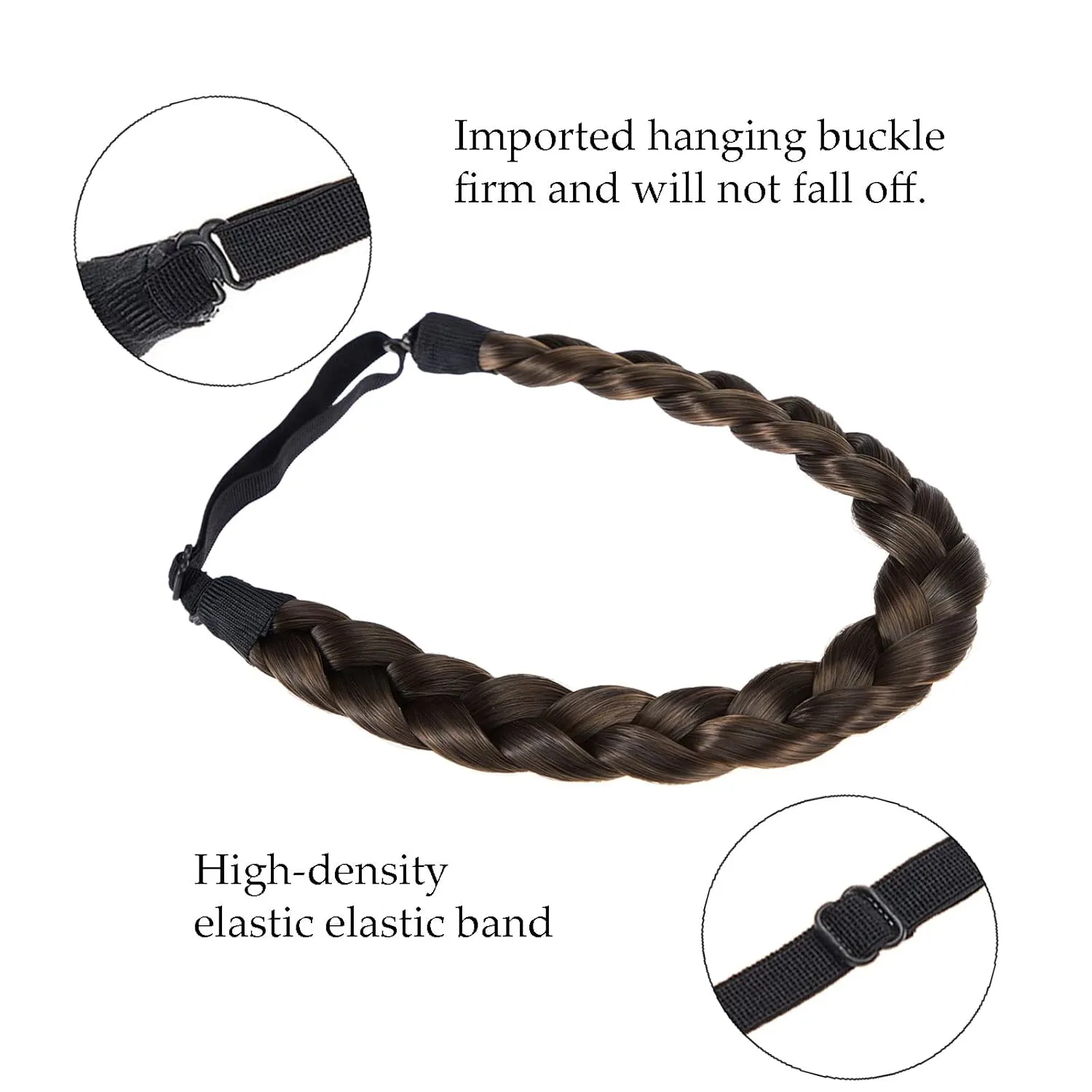 TOECWEGR Braid Headband 3 Strands Synthetic Braided Headbands Stretch Plaited Hairpiece Fashion Girl Costume Hair Accessories