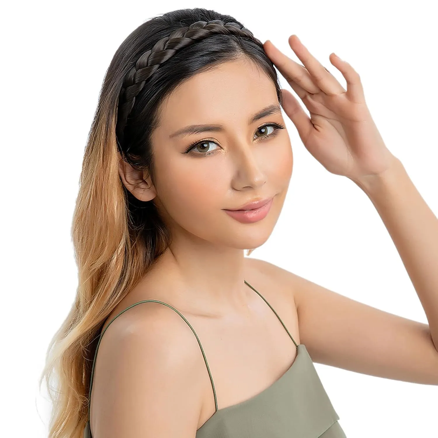 TOECWEGR Braid Headband 3 Strands Synthetic Braided Headbands Stretch Plaited Hairpiece Fashion Girl Costume Hair Accessories