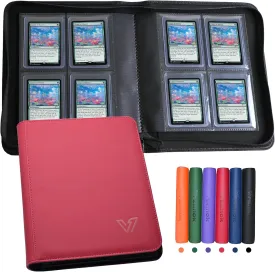 Toploaders Binder,Holds 128 Top Loaders,4 Pocket Top Loader Binder for 3" x 4"Rigid Cards,Double Sided Card Binder Abulm in 3"x4"Toploaders for Trading Cards