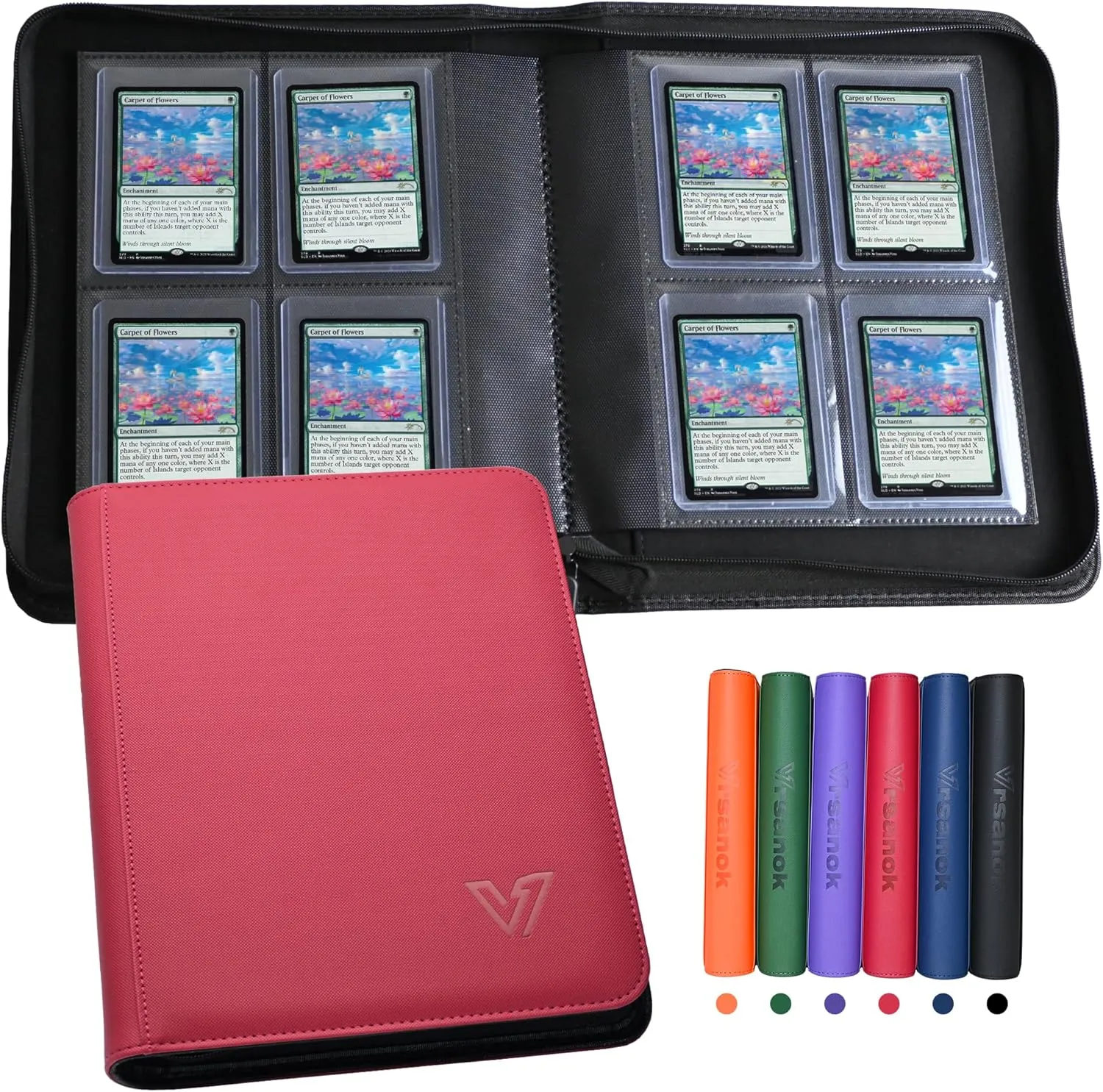 Toploaders Binder,Holds 128 Top Loaders,4 Pocket Top Loader Binder for 3" x 4"Rigid Cards,Double Sided Card Binder Abulm in 3"x4"Toploaders for Trading Cards