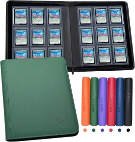 Toploaders Binder,Holds 324 Top Loaders,9 Pocket Top Loader Binder for 3" x 4"Rigid Cards,Double Sided Card Binder Abulm in 3"x4"Toploaders for Trading Cards