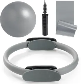 Tsikavo Pilates Ring, Pilates Ring Circle and Ball Set, 12 Inch Magic Circle Pilates Ring,9 Inch Small Exercise Ball,Resistance Bands Set, Home Pilates Equipment for Women