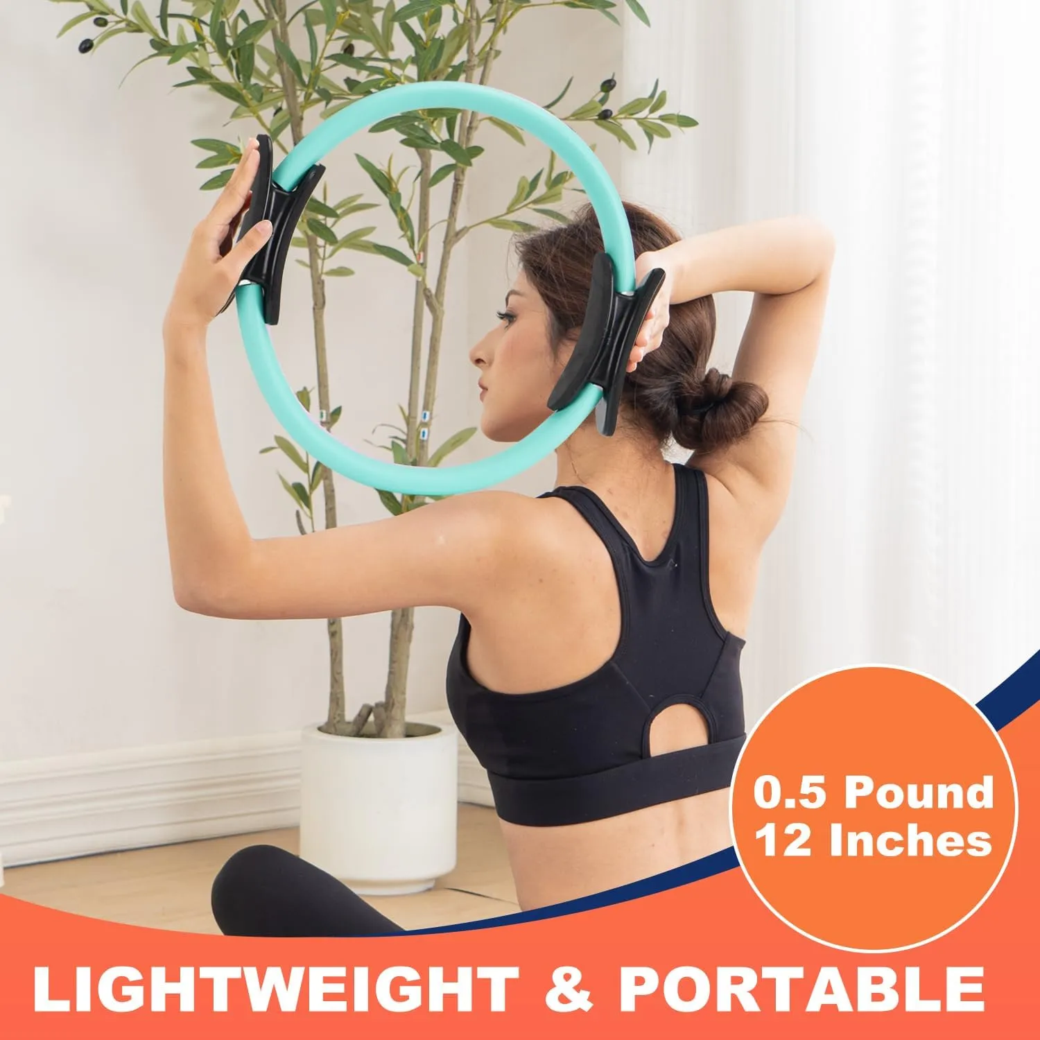 Tsikavo Pilates Ring, Pilates Ring Circle and Ball Set, 12 Inch Magic Circle Pilates Ring,9 Inch Small Exercise Ball,Resistance Bands Set, Home Pilates Equipment for Women