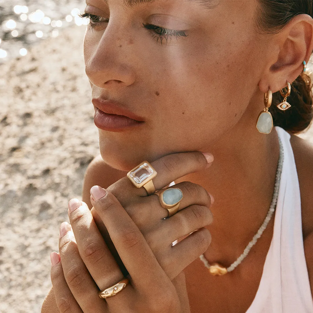 TURQUOISE EVIL EYE HOOPS