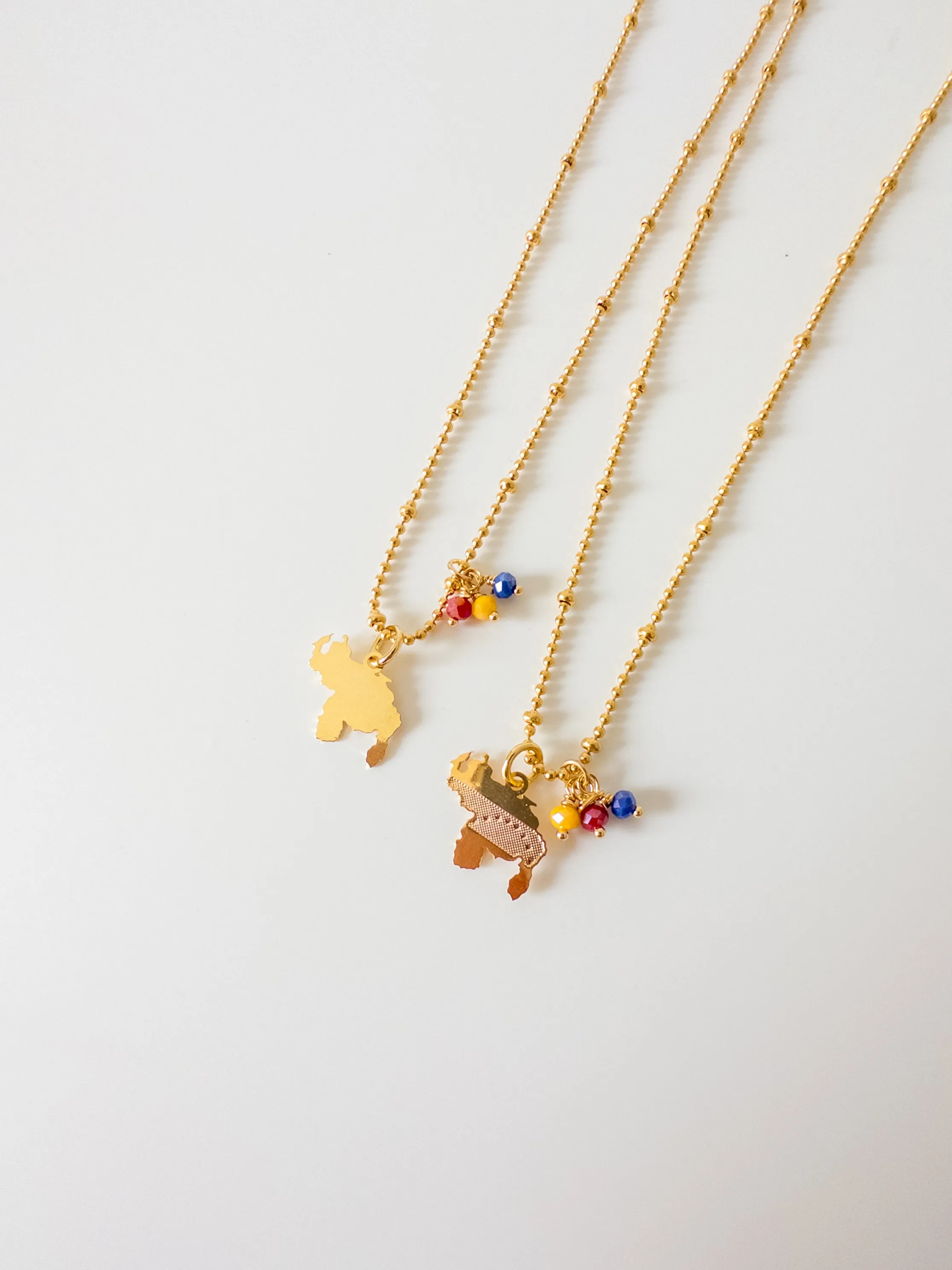 Venezuelan mini map necklace with crystals