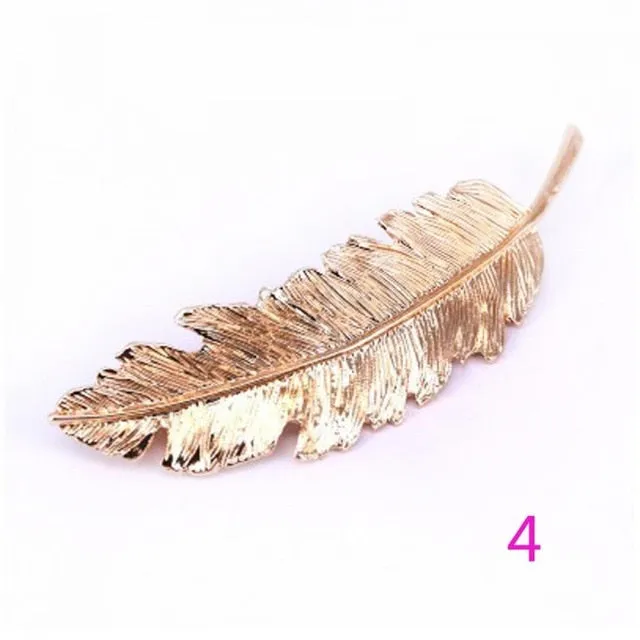 VenusFox Leaf Feather Metal Geometry Hair Clip Hairpin