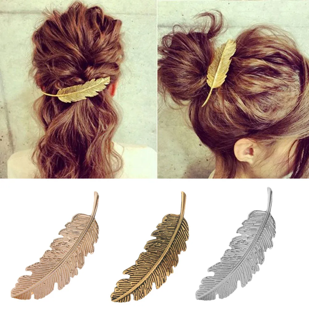 VenusFox Leaf Feather Metal Geometry Hair Clip Hairpin
