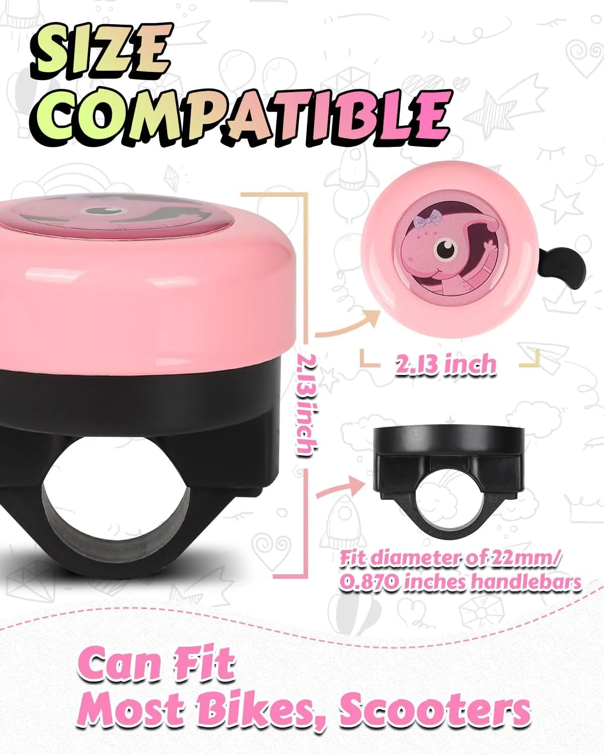VICTGOAL Bike Bell for Kids with Loud Clear Sound, Bicycle Bell Scooter Bike Horn Ringtone Alert Cute Cycling for Toddler Children Boys Girls