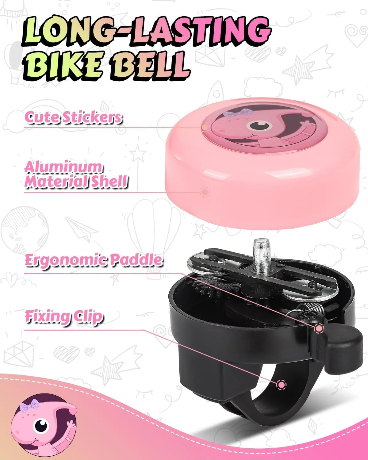 VICTGOAL Bike Bell for Kids with Loud Clear Sound, Bicycle Bell Scooter Bike Horn Ringtone Alert Cute Cycling for Toddler Children Boys Girls