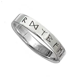 Viking Travel Rune Skinny Silver Band Ring