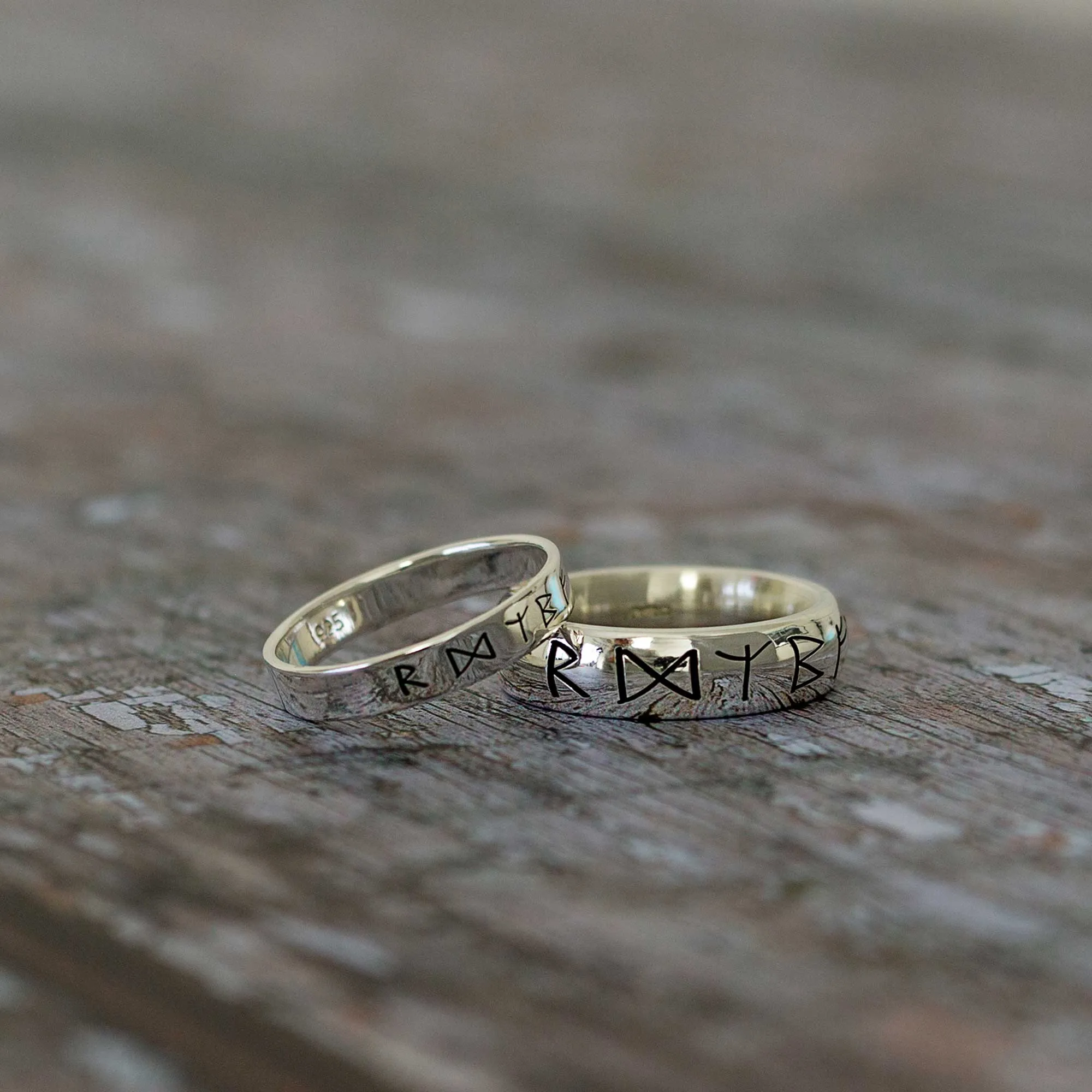 Viking Travel Rune Skinny Silver Band Ring