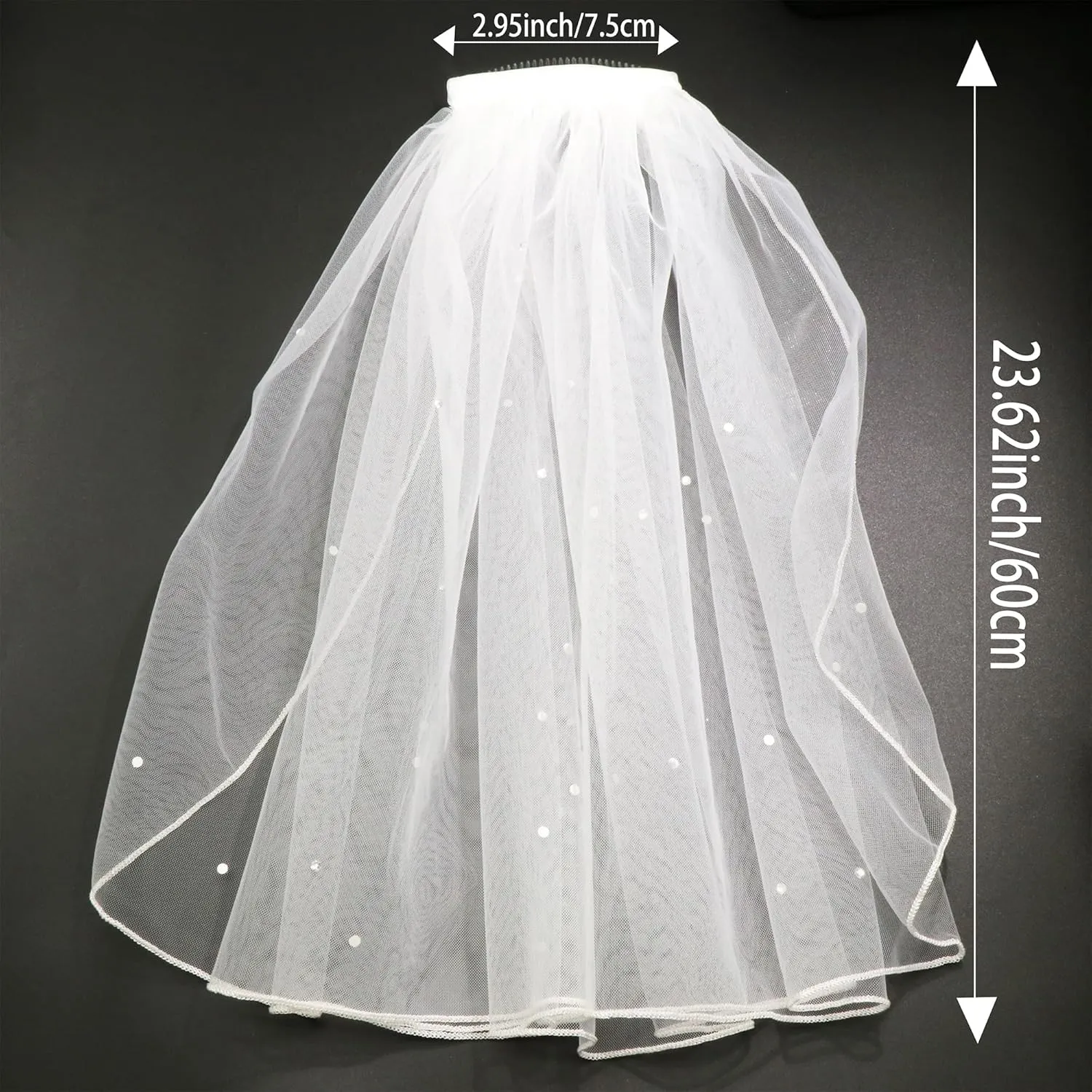 White Short Wedding Veil Pearl Rhinestone Bride Veils Bridal Veils Bachelorette Party Veil for Brides and Women