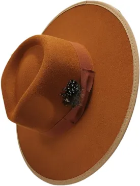 Wool Jazz Caps with Feather Men Women Fedora Hat for Winter Autumn Church Panama Hat Wide Brim Fascinator Hat,47-56-58cm