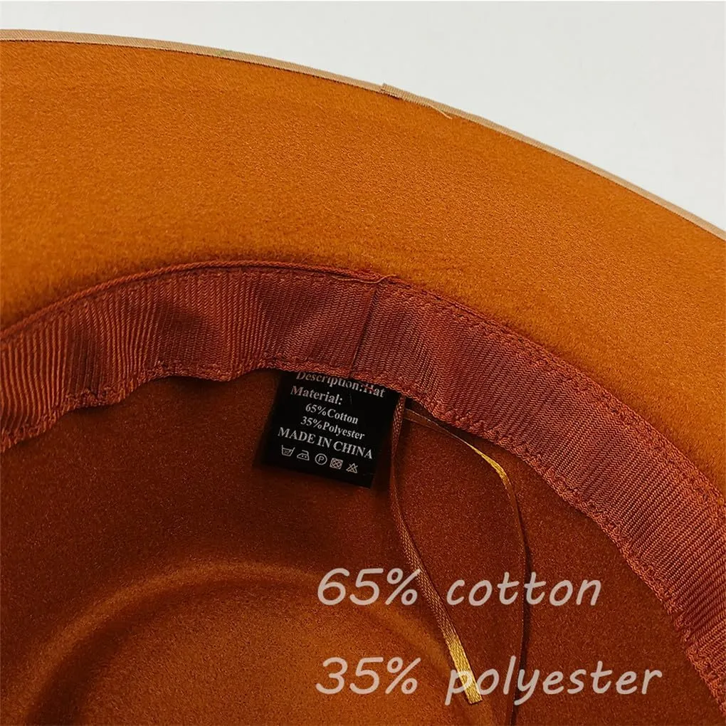 Wool Jazz Caps with Feather Men Women Fedora Hat for Winter Autumn Church Panama Hat Wide Brim Fascinator Hat,47-56-58cm